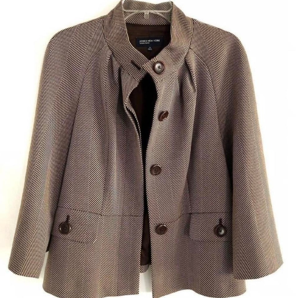 Preppy Vintage Jones NY Peacot‎ Blazer Style in a rich Brown Wool blend ✨